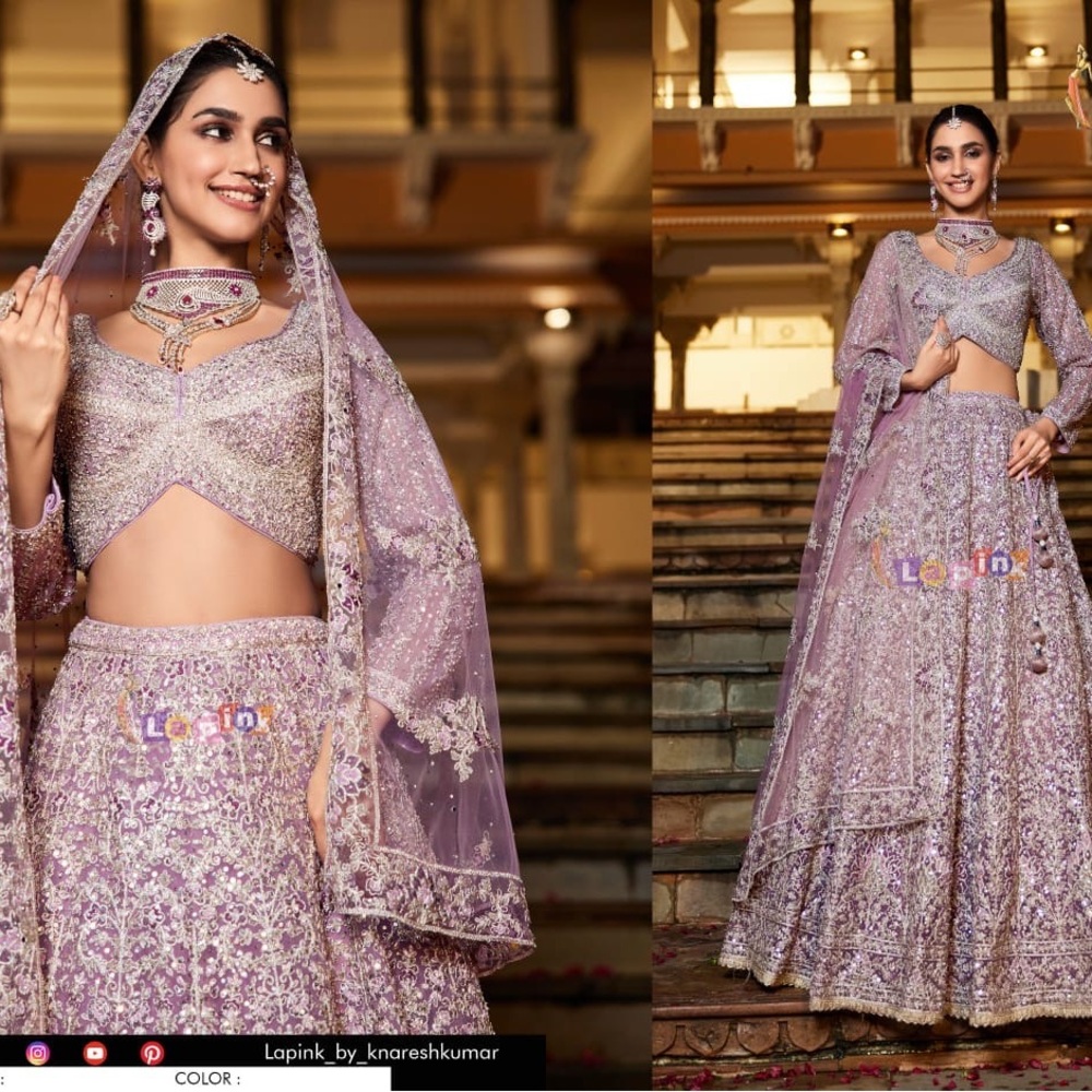 Lavender Embroidered Lehenga Ensemble